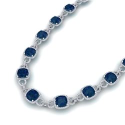 56 CTW Sapphire & VS/SI Diamond Necklace 14K White Gold - REF-960Y2N - 23050
