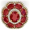 Image 2 : 14.4 CTW Royalty Designer Ruby & VS Diamond Ring 18K Yellow Gold - REF-263M6F - 39188