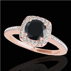 1.25 CTW Certified Vs Black Diamond Solitaire Halo Ring 10K Rose Gold - REF-58H8W - 33827