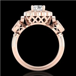1.5 CTW VS/SI Diamond Solitaire Art Deco 3 Stone Ring 18K Rose Gold - REF-300F2M - 37059