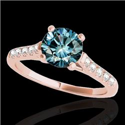 1.2 CTW SI Certified Fancy Blue Diamond Solitaire Ring 10K Rose Gold - REF-145K3R - 34976