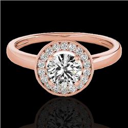 1.15 CTW H-SI/I Certified Diamond Solitaire Halo Ring 10K Rose Gold - REF-152F8M - 33464