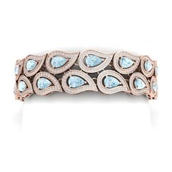 21.12 CTW Royalty Sky Topaz & VS Diamond Bracelet 18K Rose Gold - REF-763T6X - 39490