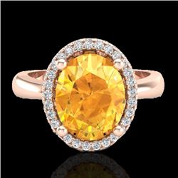 2.50 CTW Citrine And Micro Pave VS/SI Diamond Ring Halo 14K Rose Gold - REF-38N9Y - 21100
