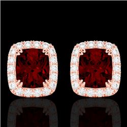2.50 CTW Garnet & Micro Pave VS/SI Diamond Certified Halo Earrings 10K Rose Gold - REF-37R6K - 22864