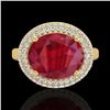 Image 2 : 4.50 CTW Ruby & Micro Pave VS/SI Diamond Certified Ring 18K Yellow Gold - REF-119R6K - 20923