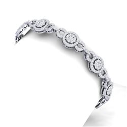 5 CTW Certified SI/I Diamond Halo Bracelet 18K White Gold - REF-365X5T - 40076