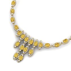64.04 CTW Royalty Canary Citrine & VS Diamond Necklace 18K Yellow Gold - REF-945R5K - 39011