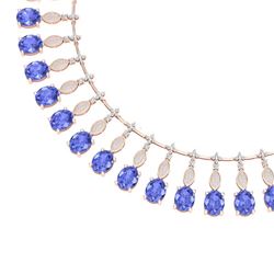 67.15 CTW Royalty Tanzanite & VS Diamond Necklace 18K Rose Gold - REF-1527Y3N - 39130