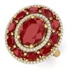 Image 1 : 8.05 CTW Royalty Designer Ruby & VS Diamond Ring 18K Yellow Gold - REF-143F6M - 39242