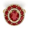 Image 2 : 8.05 CTW Royalty Designer Ruby & VS Diamond Ring 18K Yellow Gold - REF-143F6M - 39242