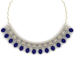 56.05 CTW Royalty Sapphire & VS Diamond Necklace 18K Yellow Gold - REF-1054R5K - 39068