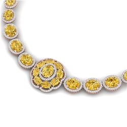 74.56 CTW Royalty Canary Citrine & VS Diamond Necklace 18K Rose Gold - REF-1045K5R - 39235