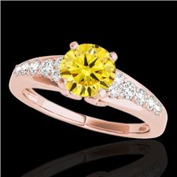 1.4 CTW Certified Si Fancy Intense Yellow Diamond Solitaire Ring 10K Rose Gold - REF-160H2W - 35004