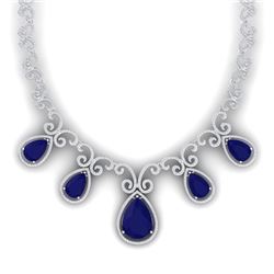 38.42 CTW Royalty Sapphire & VS Diamond Necklace 18K White Gold - REF-1109Y3N - 39531