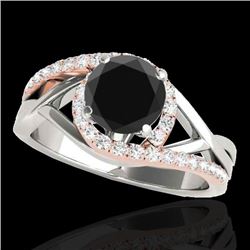 1.8 CTW Certified Vs Black Diamond Bypass Solitaire Ring Two Tone 10K White & Rose Gold - REF-78R5K 