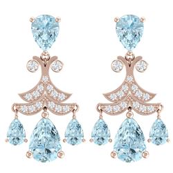 11.35 CTW Royalty Sky Topaz & VS Diamond Earrings 18K Rose Gold - REF-130F2M - 38725