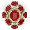Image 2 : 9.86 CTW Royalty Designer Ruby & VS Diamond Ring 18K Yellow Gold - REF-218M2F - 39296