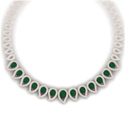 33.4 CTW Royalty Emerald & VS Diamond Necklace 18K Rose Gold - REF-1236Y4N - 39436