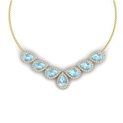 36.24 CTW Royalty Sky Topaz & VS Diamond Necklace 18K Yellow Gold - REF-527Y3N - 38837