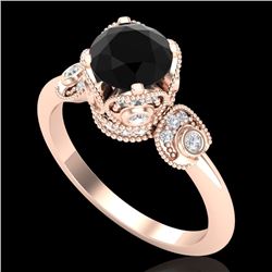1.75 CTW Fancy Black Diamond Solitaire Engagement Art Deco Ring 18K Rose Gold - REF-134M5F - 37402