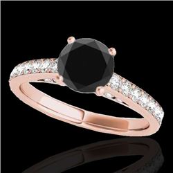 1.5 CTW Certified Vs Black Diamond Solitaire Ring 10K Rose Gold - REF-68X2T - 34866
