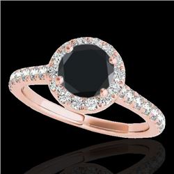 1.7 CTW Certified Vs Black Diamond Solitaire Halo Ring 10K Rose Gold - REF-75N3Y - 33593