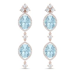 16.41 CTW Royalty Sky Topaz & VS Diamond Earrings 18K Rose Gold - REF-254N5Y - 38917
