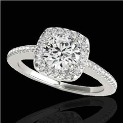 1.25 CTW H-SI/I Certified Diamond Solitaire Halo Ring 10K White Gold - REF-161T8X - 33823