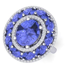 8.49 CTW Royalty Tanzanite & VS Diamond Ring 18K White Gold - REF-218Y2N - 39246
