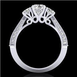 1.81 CTW VS/SI Diamond Art Deco 3 Stone Ring 18K White Gold - REF-262R5K - 37145