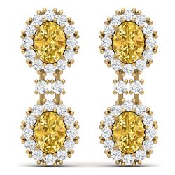 7.8 CTW Royalty Canary Citrine & VS Diamond Earrings 18K Yellow Gold - REF-180H2W - 38825