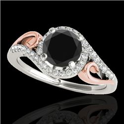 1.25 CTW Certified Vs Black Diamond Solitaire Halo Ring Two Tone 10K White & Rose Gold - REF-56R9K -