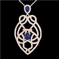 3.50 CTW Tanzanite & Micro VS/SI Diamond Heart Necklace Solitaire 14K Rose Gold - REF-191R3K - 21254