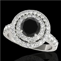 2.25 CTW Certified Vs Black Diamond Solitaire Halo Ring 10K White Gold - REF-116M9F - 34214