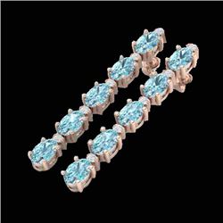 10.36 CTW Skt Blue Topaz & VS/SI Certified Diamond Earrings 10K Rose Gold - REF-53H3W - 29411