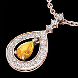 1.15 CTW Citrine & Micro Pave VS/SI Diamond Necklace Designer 14K Rose Gold - REF-61M3F - 23164