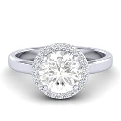 1.75 CTW VS/SI Diamond Certified Pave Ring Bridal 18K White Gold - REF-538M5F - 21639