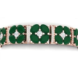 39.78 CTW Royalty Emerald & VS Diamond Bracelet 18K Rose Gold - REF-636R4K - 39013