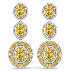 29.71 CTW Royalty Canary Citrine & VS Diamond Earrings 18K White Gold - REF-354M5F - 39270