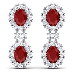 8.98 CTW Royalty Designer Ruby & VS Diamond Earrings 18K White Gold - REF-218K2R - 38811