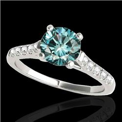 1.45 CTW SI Certified Fancy Blue Diamond Solitaire Ring 10K White Gold - REF-163X5T - 34984