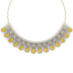 53.57 CTW Royalty Canary Citrine & VS Diamond Necklace 18K Yellow Gold - REF-927N3Y - 39077