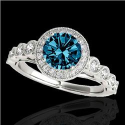 1.93 CTW SI Certified Fancy Blue Diamond Solitaire Halo Ring 10K White Gold - REF-245Y5N - 33612