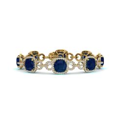 25 CTW Sapphire & VS/SI Diamond Certified Bracelet 14K Yellow Gold - REF-418K2R - 23031