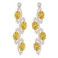 13.32 CTW Royalty Canary Citrine & VS Diamond Earrings 18K Rose Gold - REF-236N4Y - 38992