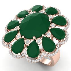 20.63 CTW Royalty Designer Emerald & VS Diamond Ring 18K Rose Gold - REF-327H3W - 39139