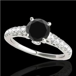 1.5 CTW Certified Vs Black Diamond Solitaire Ring 10K White Gold - REF-68W9H - 34989