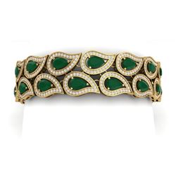 21.6 CTW Royalty Emerald & VS Diamond Bracelet 18K Yellow Gold - REF-818K2R - 39482