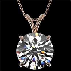 2.50 CTW Certified H-SI/I Quality Diamond Solitaire Necklace 10K Rose Gold - REF-834N2Y - 33241